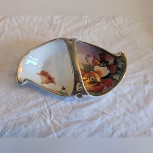 2/20$ Elegant Ceramic Trinket Dish with Hand Painted Floral Design